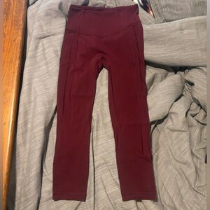 Red Leggings with Wide Waistband and Stretch Fabric